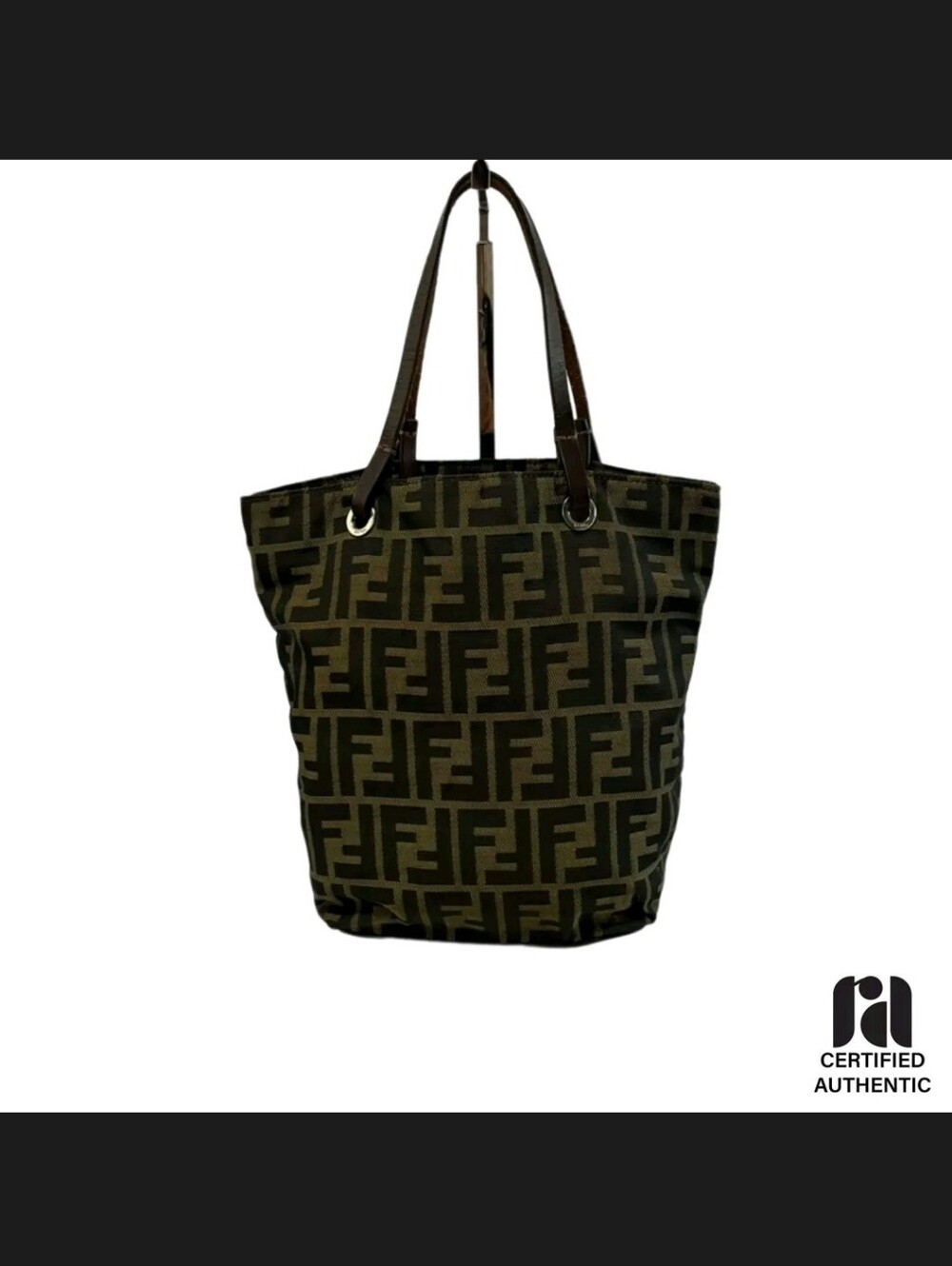 Fendi Brown & Black FF Logo Tote with Leather Straps